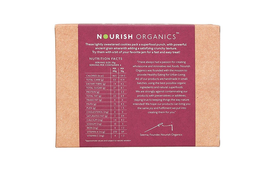 Nourish Organics Fig Amaranth Cookies    Box  120 grams